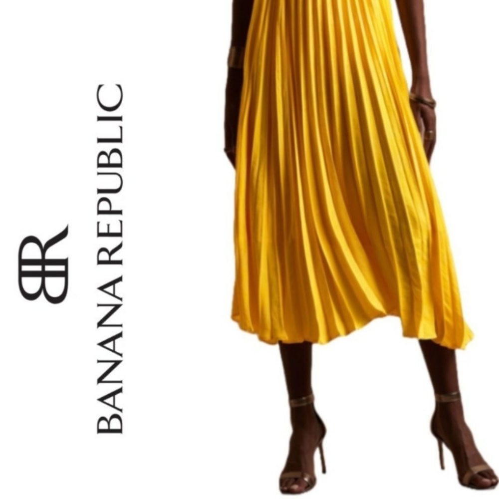 Banana Republic Lined Pleated Midi Skirt